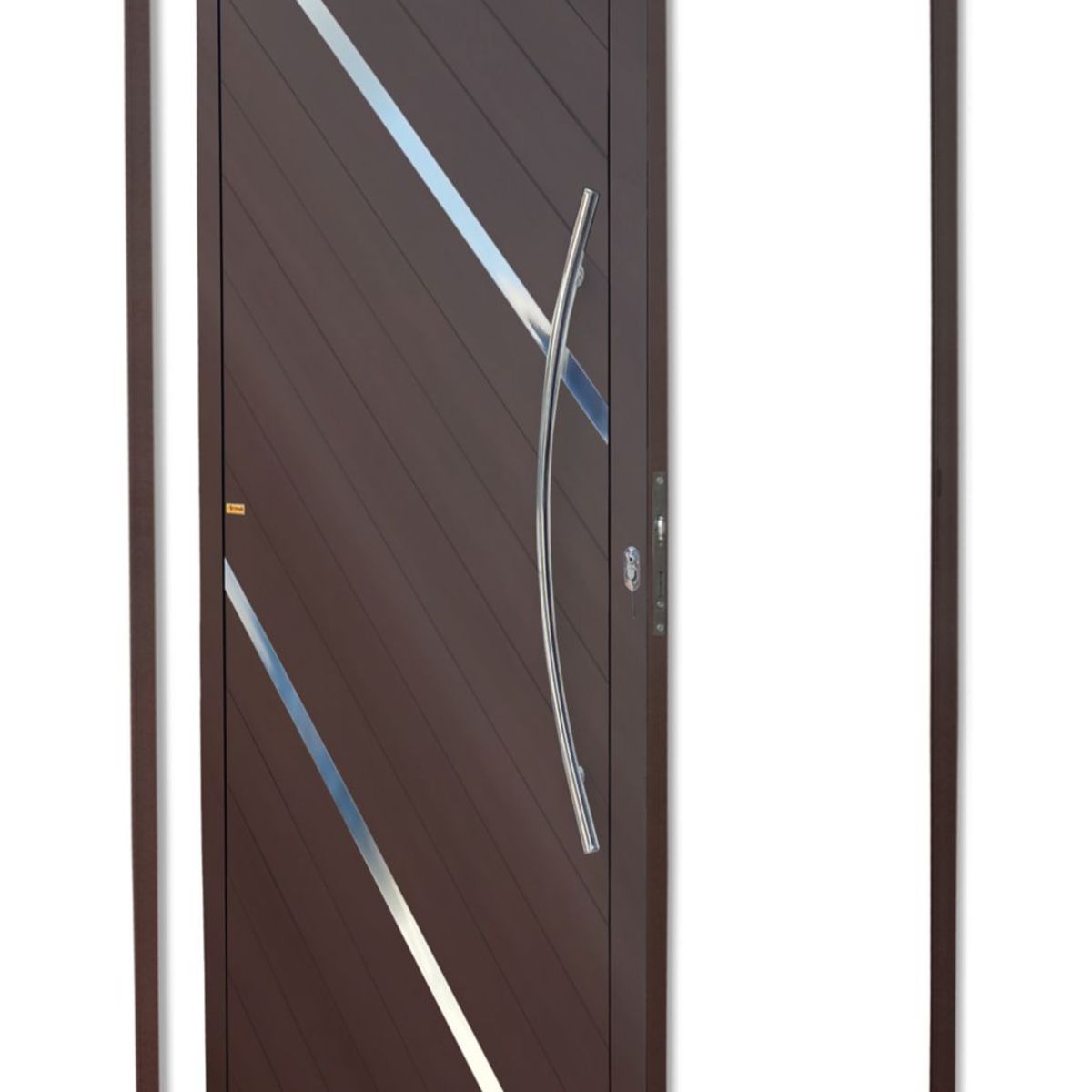 Porta Pivotante e Friso Alumínio Corten Direita 210x120x4,6cm Duna, marca Brimak - Foto Principal