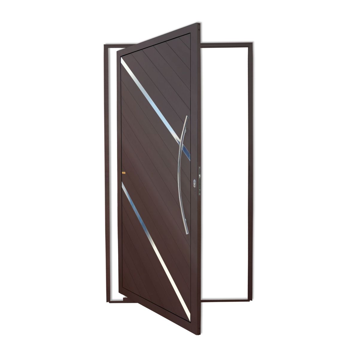 Porta Pivotante e Friso Alumínio Corten Direita 210x120x4,6cm Duna, marca Brimak - Foto Principal