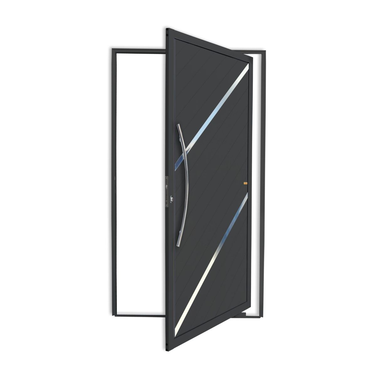Porta Pivotante e Friso Alumínio Cinza Esquerda 210x120x4,6cm Duna, marca Brimak - Foto Principal
