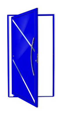 Porta Pivotante e Friso Alumnio Azul Direita 210x120x4,6cm Duna