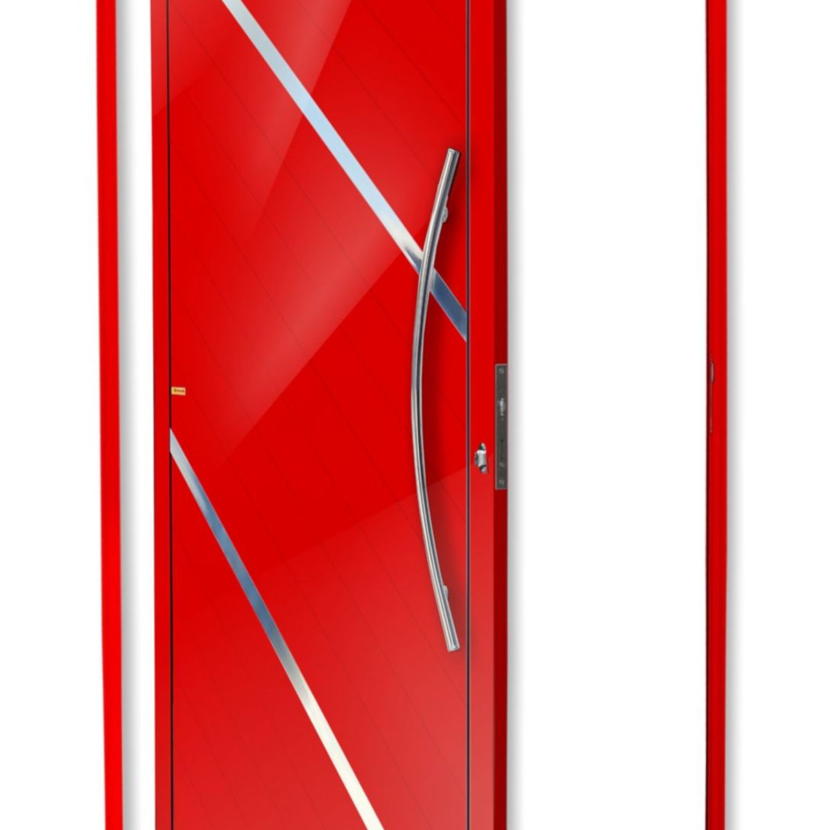 Porta Pivotante e Friso Alumínio Vermelho Direita 210x120x4,6cm Duna, marca Brimak - Foto Principal