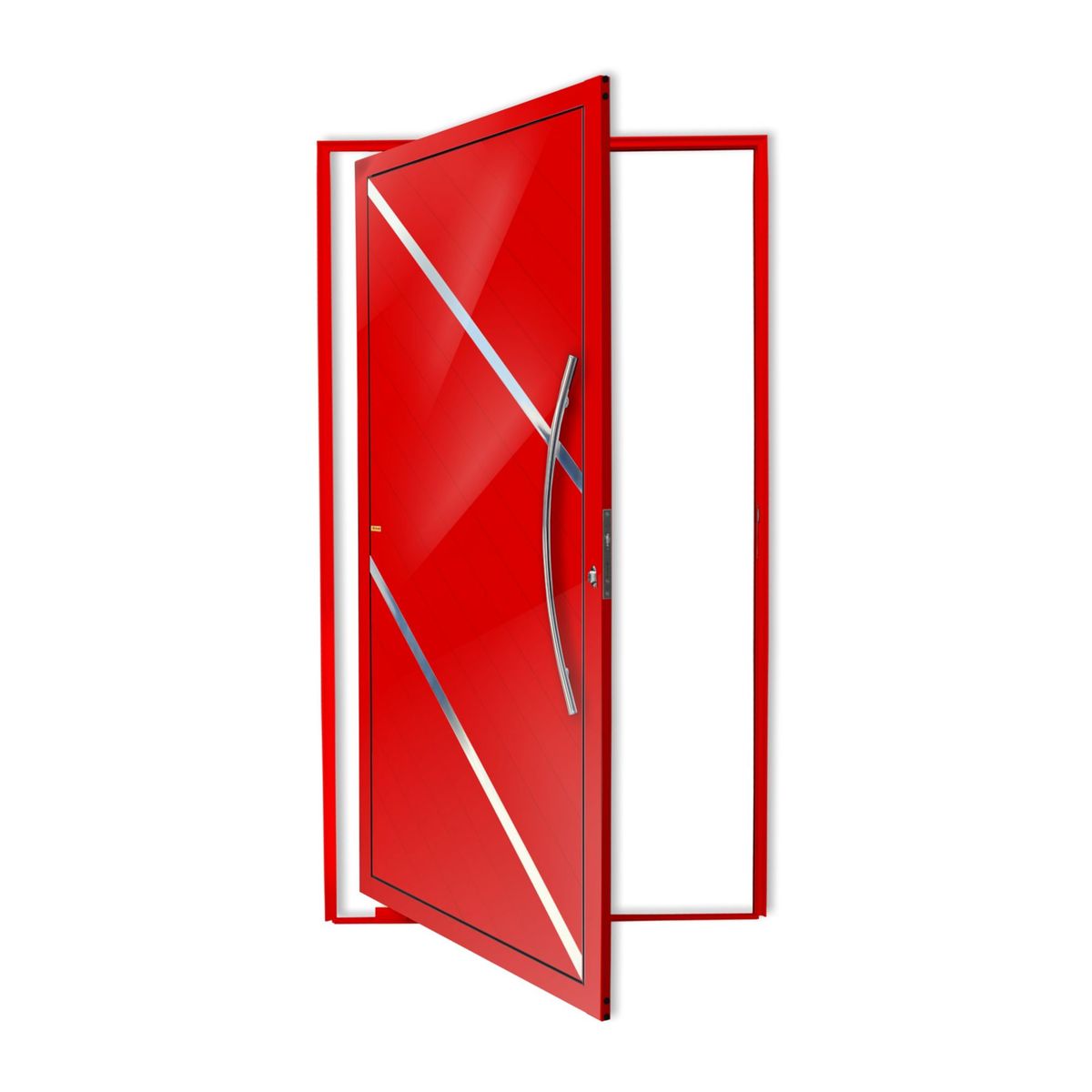 Porta Pivotante e Friso Alumínio Vermelho Direita 210x120x4,6cm Duna, marca Brimak - Foto Principal