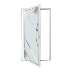 Porta Pivotante Vidro e Friso Alumínio Branco Direita 210x120x4,6cm Oasis