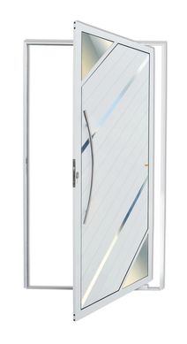 Porta Pivotante Vidro e Friso Alumnio Branco Esquerda 210x120x4,6cm Oasis
