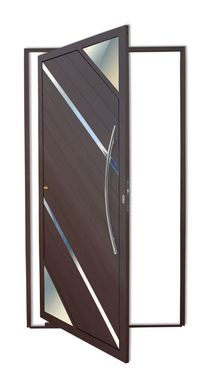 Porta Pivotante Vidro e Friso Alumnio Corten Direita 210x120x4,6cm Oasis