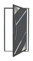 Porta Pivotante Vidro e Friso Alumínio Cinza Esquerda 210x120x4,6cm Oasis