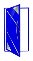 Porta Pivotante Vidro e Friso Alumínio Azul Direita 210x120x4,6cm Oasis