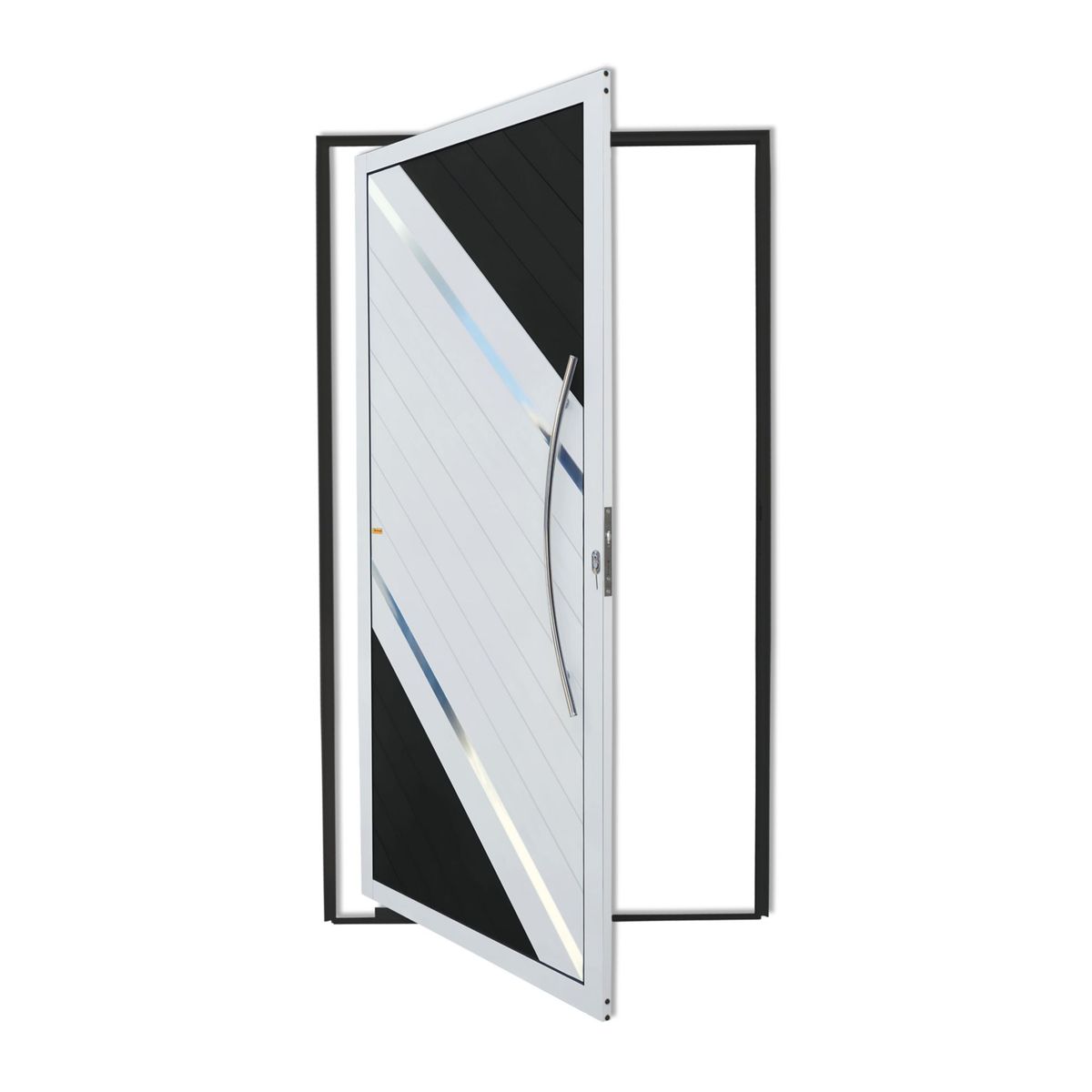 Porta Pivotante e Friso Alumínio Mix Preto Direita 210x120x4,6cm Duna, marca Brimak - Foto Principal