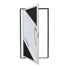 Porta Pivotante e Friso Alumínio Mix Preto Direita 210x120x4,6cm Duna