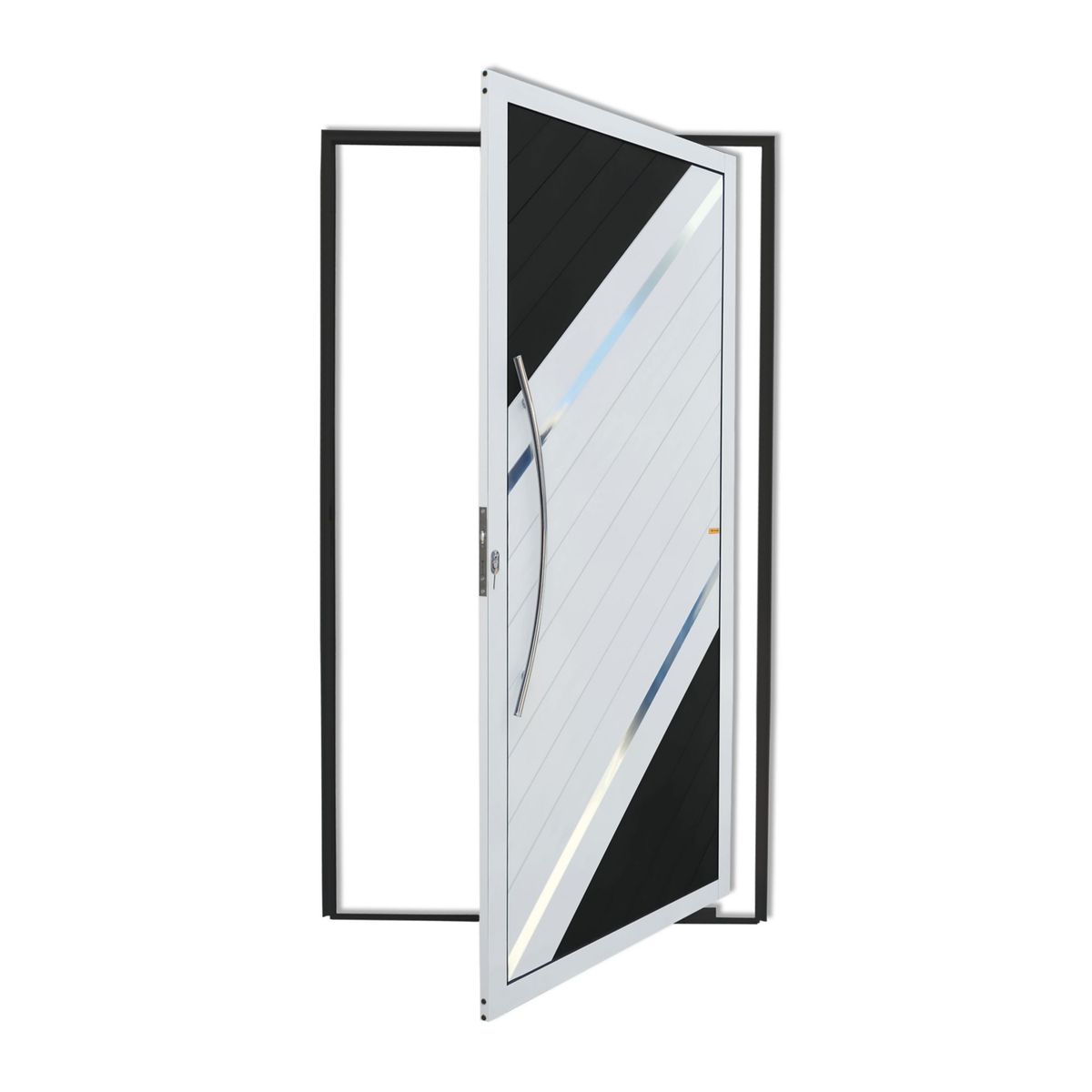 Porta Pivotante e Friso Alumínio Mix Preto Esquerda 210x120x4,6cm Duna, marca Brimak - Foto Principal