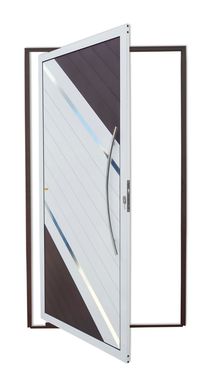 Porta Pivotante e Friso Alumnio Mix Corten Direita 210x120x4,6cm Duna