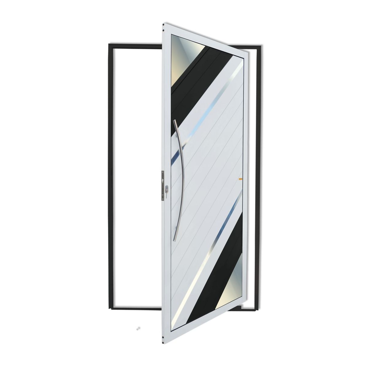 Porta Pivotante Vidro e Friso Alumínio Mix Preto Esquerda 210x120x4,6cm Oasis, marca Brimak - Foto Principal