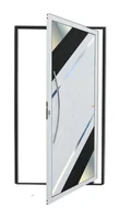 Porta Pivotante Vidro e Friso Alumínio Mix Preto Esquerda 210x120x4,6cm Oasis