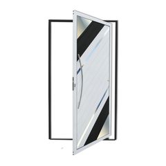Porta Pivotante Vidro e Friso Alumínio Mix Preto Esquerda 210x120x4,6cm Oasis