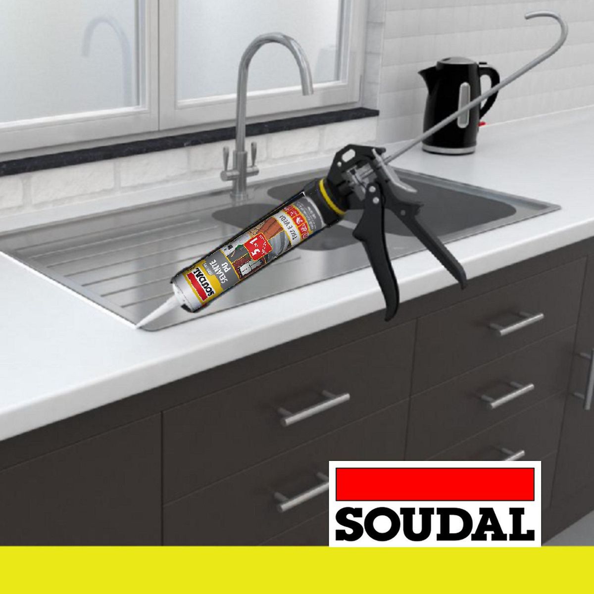 Selante Adesivo PU Geral 5 em 1 Cinza 450G Soudal, marca Soudal - Foto 2