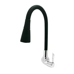 Torneira para Cozinha com Acionamento 1/4 Volta com Tubo Flexível e 2 Jatos de Dispersão Parede