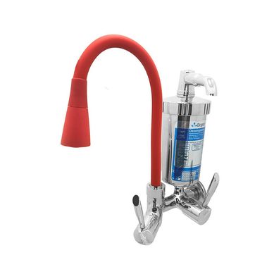 Torneira para Cozinha com Acionamento 1/4 Volta Tubo Flexvel e 2 Jatos de Disperso Filtro Parede