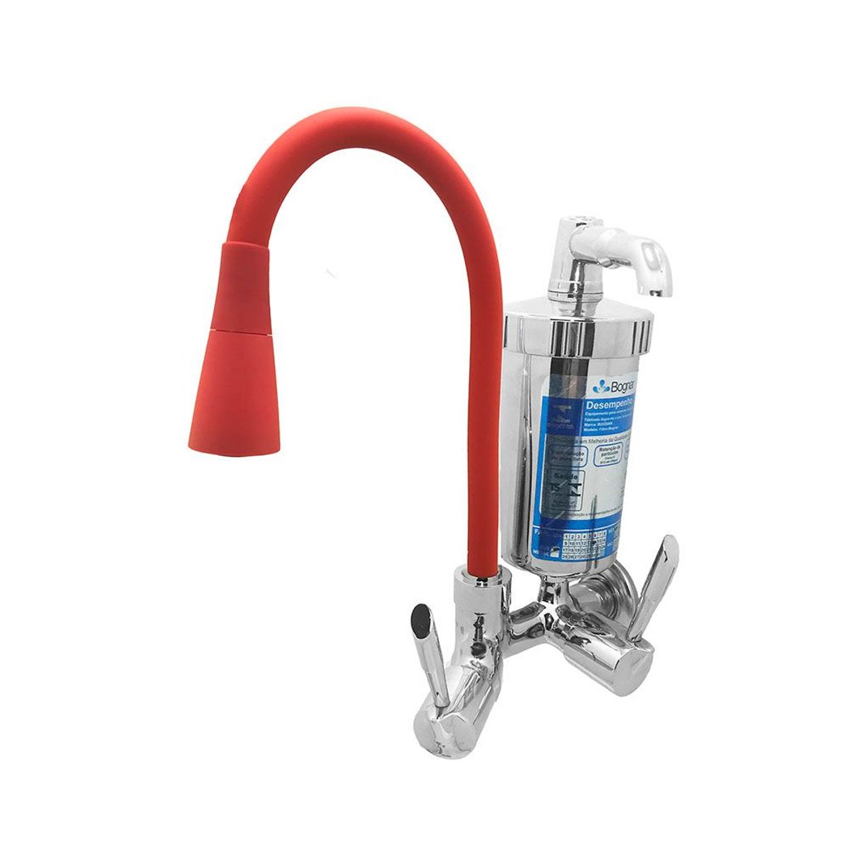 Torneira para Cozinha com Acionamento 1/4 Volta Tubo Flexível e 2 Jatos de Dispersão Filtro Parede, marca Bognar Metais - Foto Principal