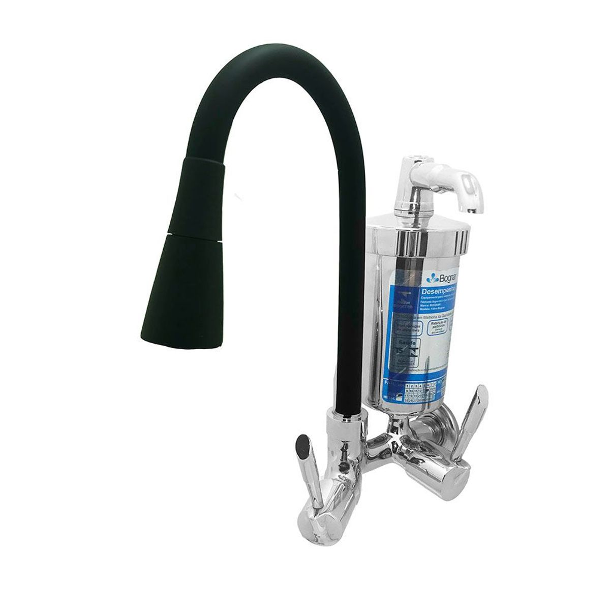 Torneira para Cozinha com Acionamento 1/4 Volta Tubo Flexível e 2 Jatos de Dispersão Filtro Parede Bognar Metais, marca Bognar Metais - Foto Principal