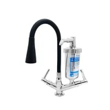Torneira para Cozinha com Acionamento 1/4 Volta Tubo Flexível e 2 Jatos de Dispersão Filtro Bancada