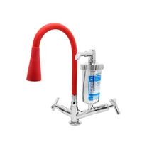 Torneira para Cozinha com Acionamento 1/4 Volta Tubo Flexível e 2 Jatos de Dispersão Filtro Bancada
