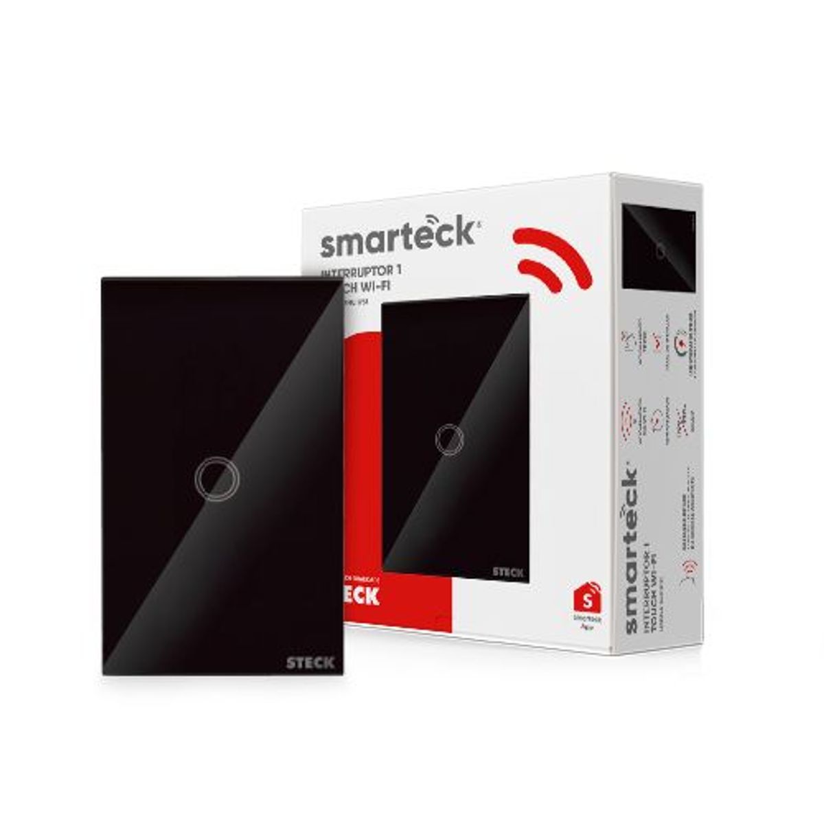 Interruptor Smarteck 4X2" 1 Módulo Touch Preto, marca  - Foto 2