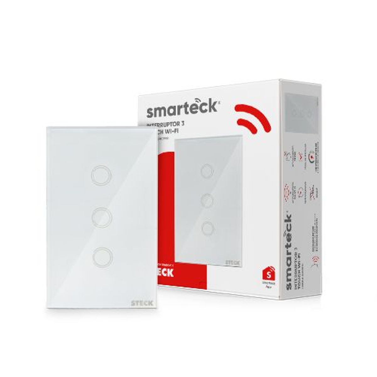 Interruptor Smarteck 4X2" 3 Módulos Touch Branco, marca  - Foto 2