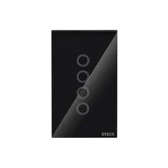 Interruptor Smarteck 4X2" 4 Módulos Touch Preto