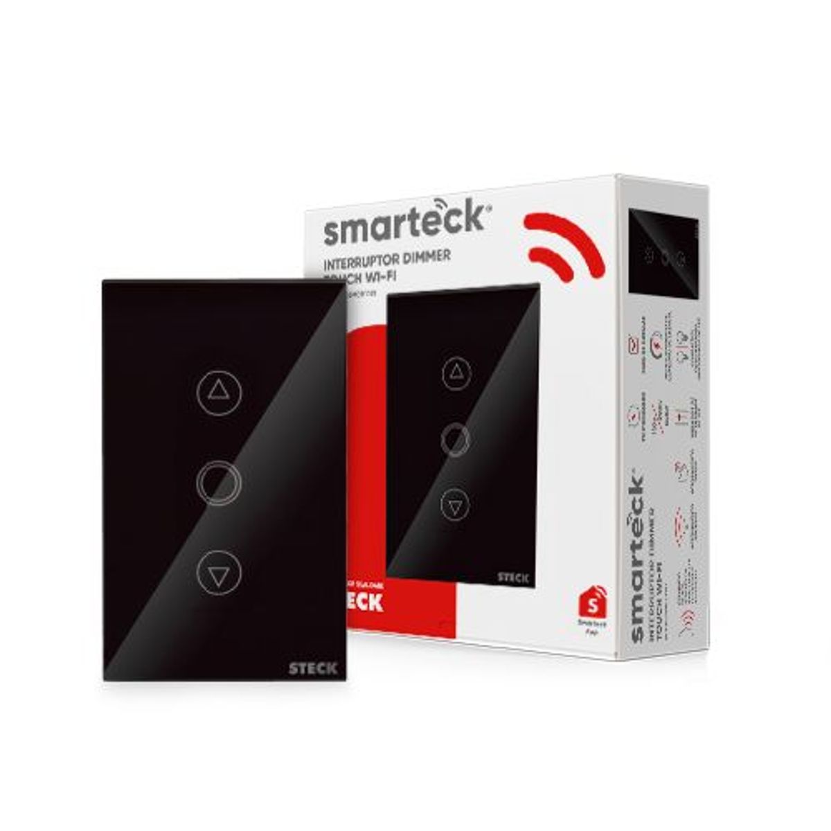 Interruptor Smarteck 4X2" Dimmer Touch Preto, marca  - Foto 2