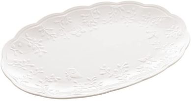 Travessa de Porcelana New Bone Butterfly Flower 36,5X24X3Cm