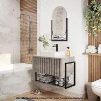 Espelheira Banheiro com 1 Prateleira Cimento