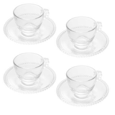 Conjunto com 4 xcaras Caf Cristal com Pires Pearl 80Ml