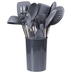 Jogo de Utensilios 15 Peças Cinza/inox Just Home Collection