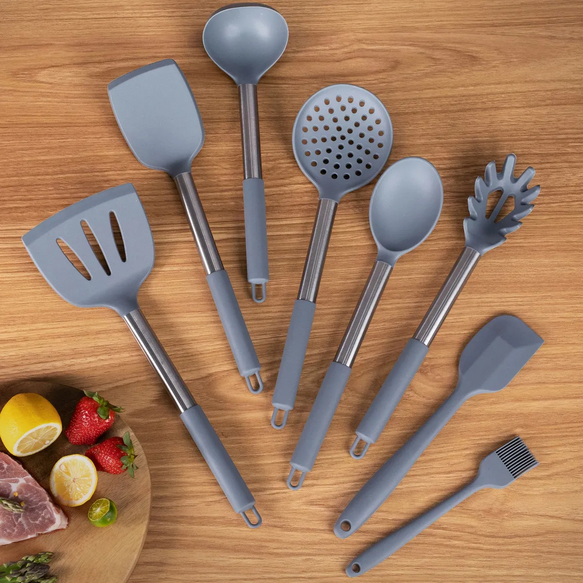Jogo de Utensilios 15 Peças Cinza/inox Just Home Collection, marca Just Home Collection - Foto 2