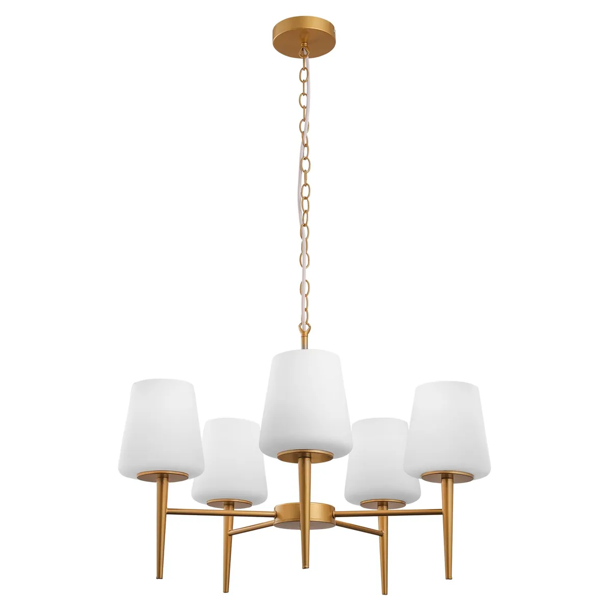 Pendente Jacob 5 Lâmpadas E27 Branco e Dourado Just Home Collection, marca Just Home Collection - Foto Principal