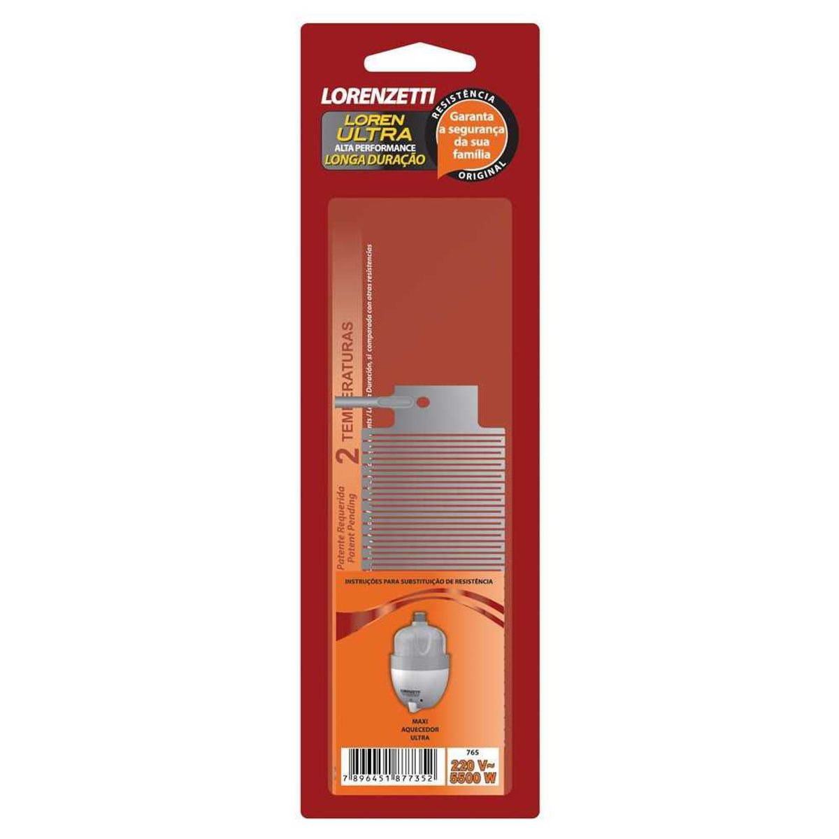 Resistência 2T Ultra Maxi Aquecedor 220V/5500W 765, marca Lorenzetti - Foto Principal