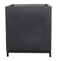 Vaso em Fibra de Vidro Cinza com Metal 40x45cm Just Home Collection