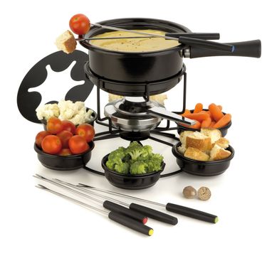 Conjunto Para Fondue Viena Carroussel Inox Preto com 16 Peas