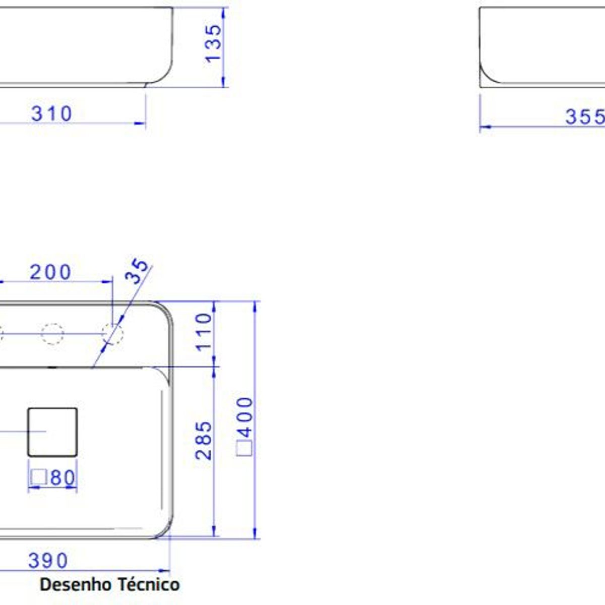 Cuba Quadrada Apoio com Mesa 40Cm-Ébano Fosco, marca Deca - Foto 2
