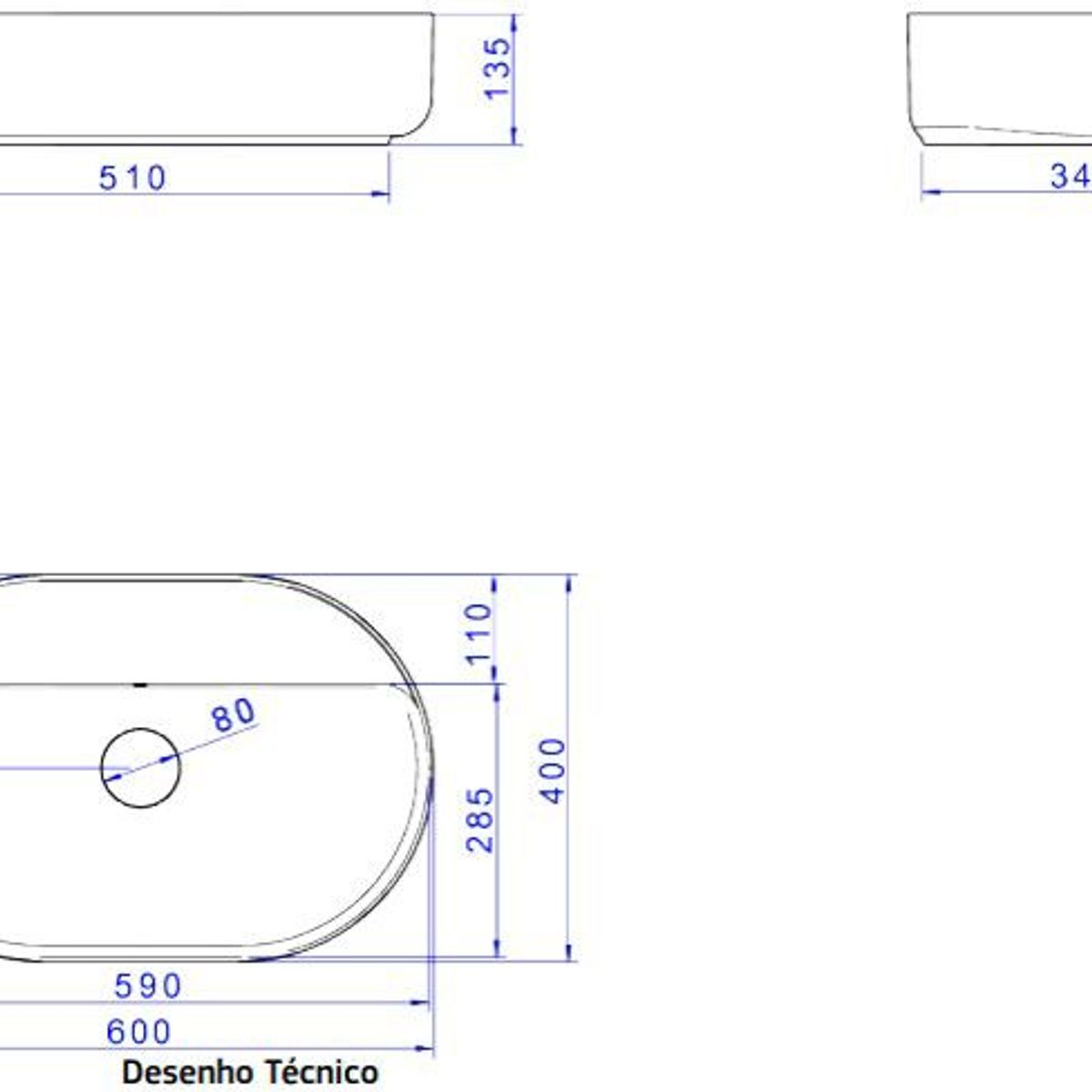 Cuba Oval de Apoio com Mesa 60cm Branco, marca Deca - Foto 2