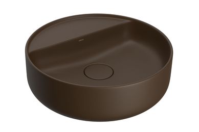 Cuba Redonda Apoio com Mesa 40cm Marrom Fosco