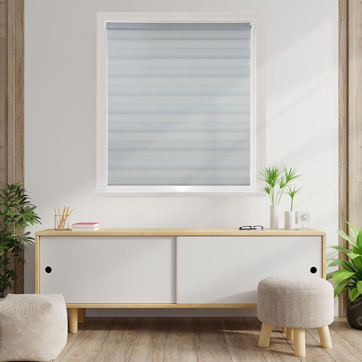 Evolux - Persiana Rolo Zebra  130x160cm  Cinza Evolux