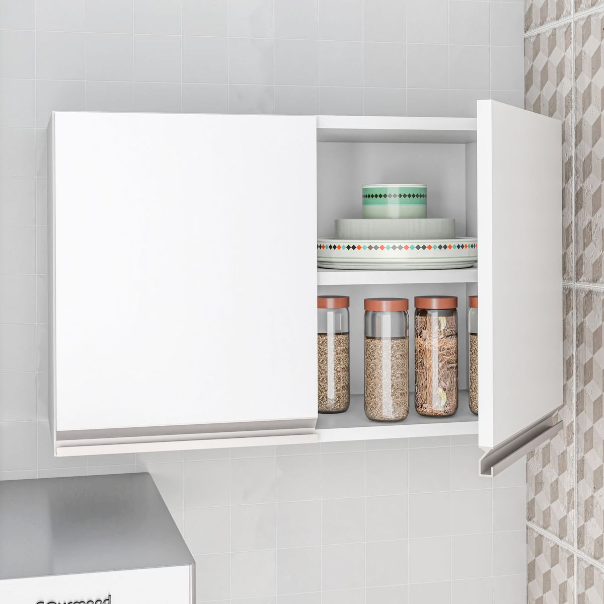 BRV Móveis - Armário 2 Portas 1 Prateleira Branco Mdp 15mm 38x59,6x26,5cm BRV Móveis