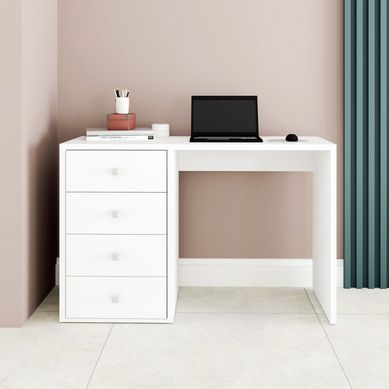 Mesa de Computador 4 Gavetas Branco Mdp 15mm/Mdp 25Mm 78x120x44,5cm BRV Mveis