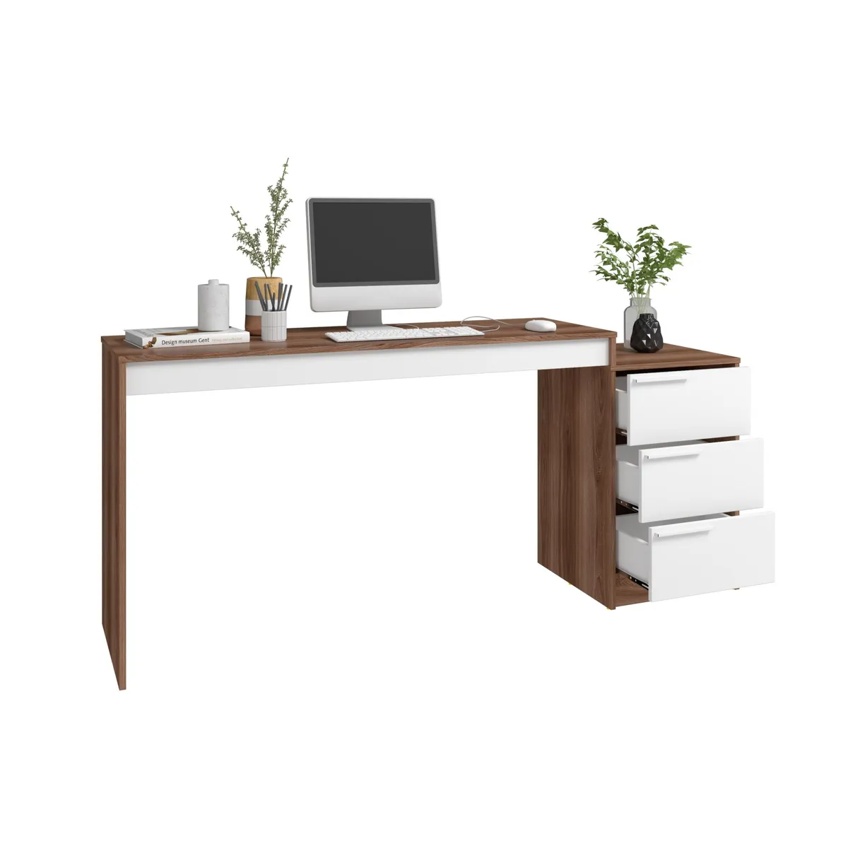 Mesa de Computador Castanho/Branco Mdp 15mm 78x177,5x45cm BRV Móveis, marca BRV Móveis - Foto Principal