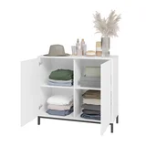 Comoda 2 Portas 4 Nichos Branco/Pe Metalico Preto Mdp 15mm 81x90x35,5cm BRV Móveis