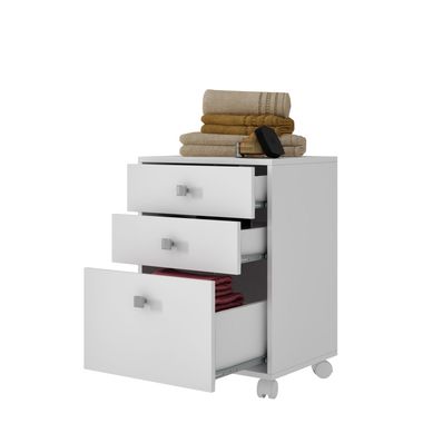 Mesa de Cabeceira 3 Gavetas Branco Mdp 15mm 62,5x44,5x35cm BRV Mveis