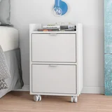 Mesa de Cabeceira 2 Gavetas Branco Mdp 15mm 61x38x35cm BRV Móveis