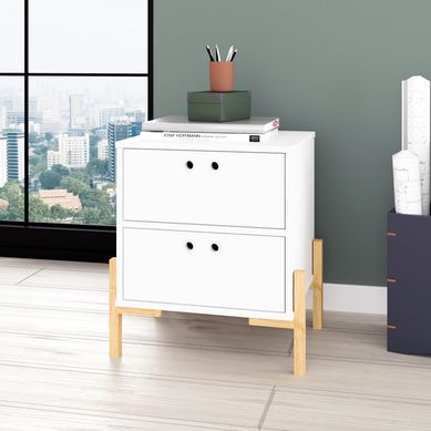 Gaveteiro 2 Gavetas Branco/Pinus Claro Mdp 15mm 54,5x50x35cm BRV Mveis