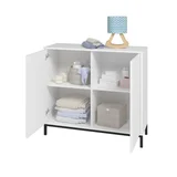 Armário Infantil 2 Portas 4 Nichos Branco/Pe Metalico Preto Mdp 15mm 182x67,5x35cm BRV Móveis